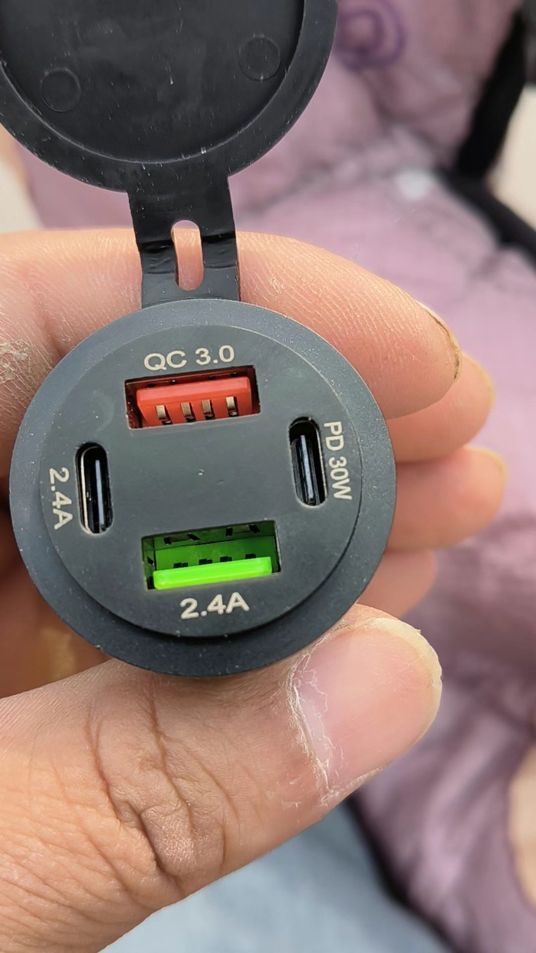 Electric Vehicle Motorcycle Digital Display Modified Car Charger Pd+Qc3.0 Fast Charging Type-C Mobile Phone Car Charger