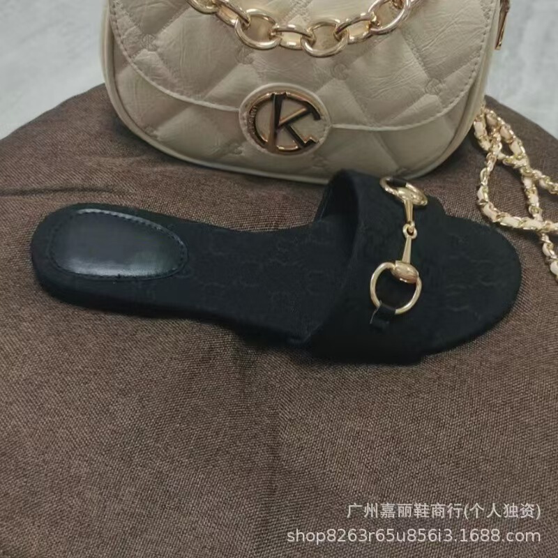 G家2025新款夏季沙滩平底露趾圆头轻便百搭外穿懒人一脚蹬拖鞋女|undefined