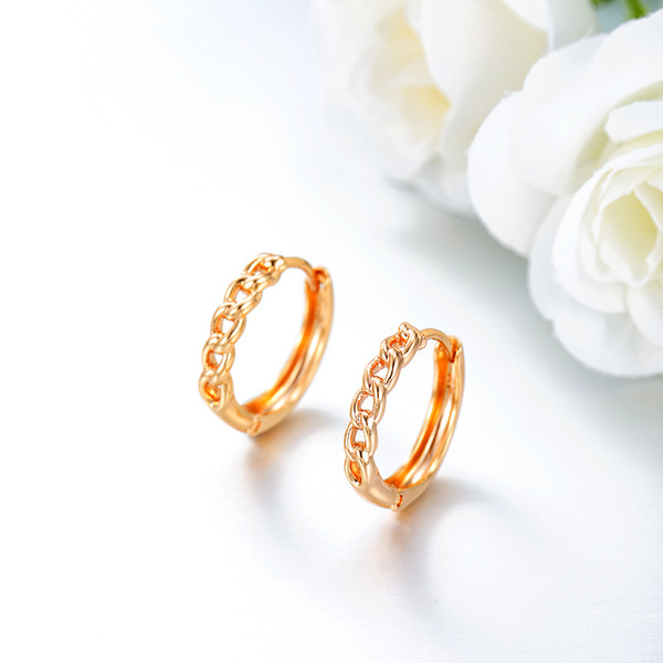 Xuping European and American Cross-Border New Simple Hollow Chain Design Fashion Retro Earrings Hoop Daily Easy-To-Match Ear Accessories