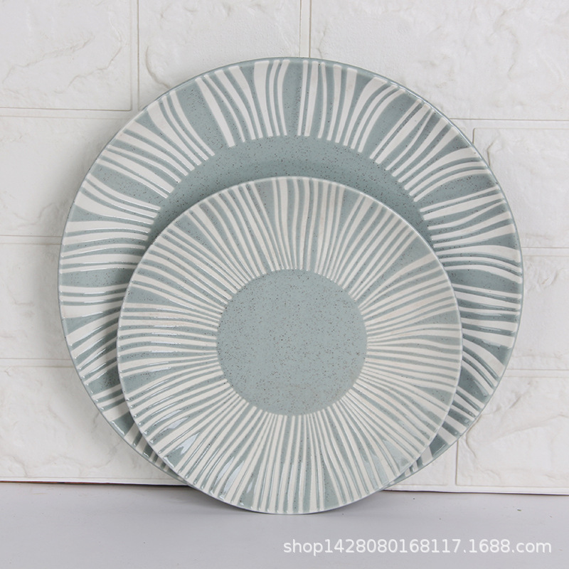 Estilo escandinavo plato de porcelana en relieve lado grande