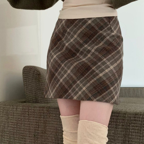 Plus Size Women's College Style Short Skirt Autumn/Winter New High-Waist Slimming Striped A-Line Skirt