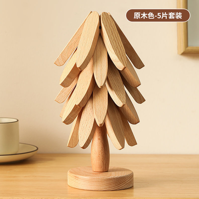 Alta sensación de árbol de Navidad un árbol aislante térmico almohadilla de madera sólida mesa de comedor creativa pequeña taza de árbol a prueba de quemaduras almohadilla de platos de cocina