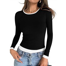 Y 28143 Round Neck Slim Fit Long Sleeve T-Shirt Բ������T��