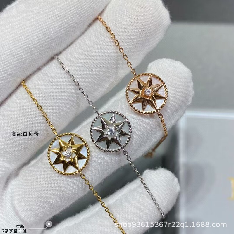 Dijia Eight-Pointed Star Bracelet Starry Sky Compass Women's Rose Gold Natural Mother-Of-Pearl Inlaid Diamond Pentagram Hand Jewelry Light Luxury Niche