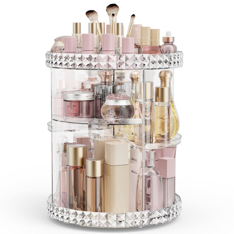 Cosmetic storage box transparent rotating dresser high capacity acrylic desktop rack factory direct sales