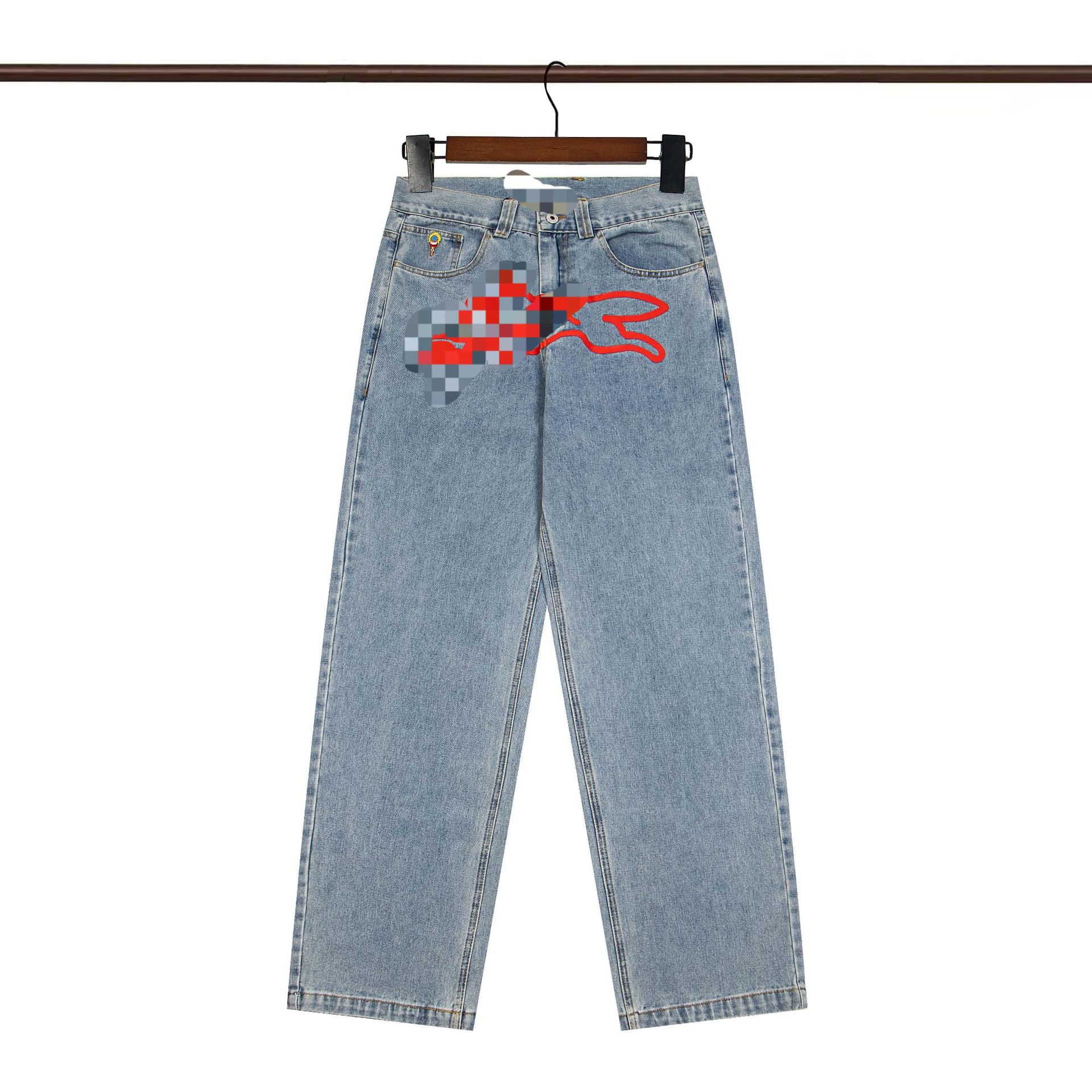 Jeans con Estampado de Perro Volador de Corte Recto para Hombre y Mujer, BC ICE | Estilo Casual