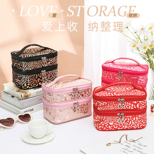 double-layer handheld cosmetic bag