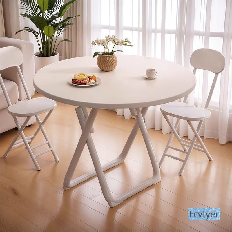 Kailaimei Dining Table for Home Use, Small Round Table Set of Four, Portable Square Table, Folding Table and Chairs, Simple Style