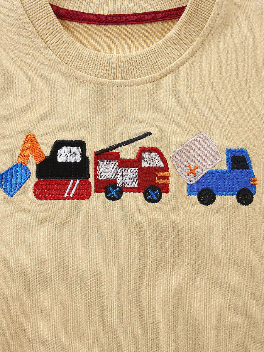 Suéter para niños de origen transfronterizo Moda europea y americana Bordado de coche Suéter para niños Suéter de algodón de punto con cuello redondo