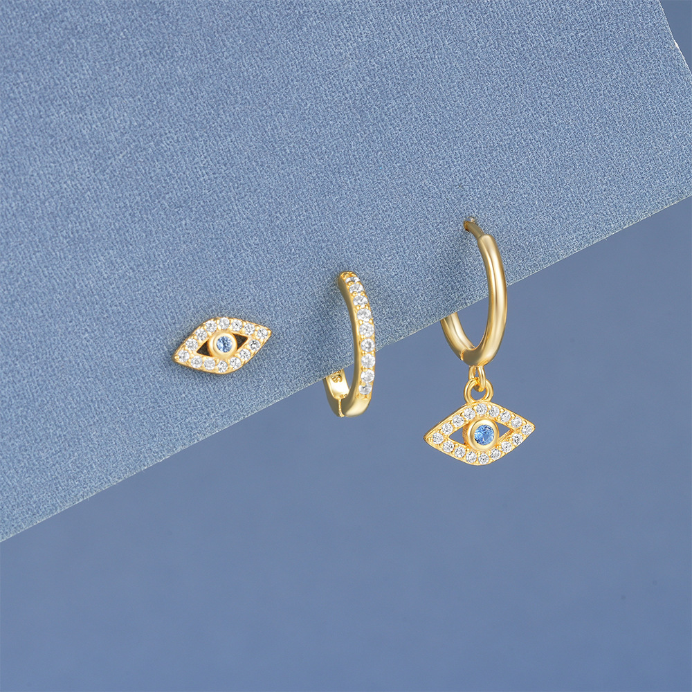 3 Pieces 925 Sterling Silver Zircon Geometric Earrings display picture 15