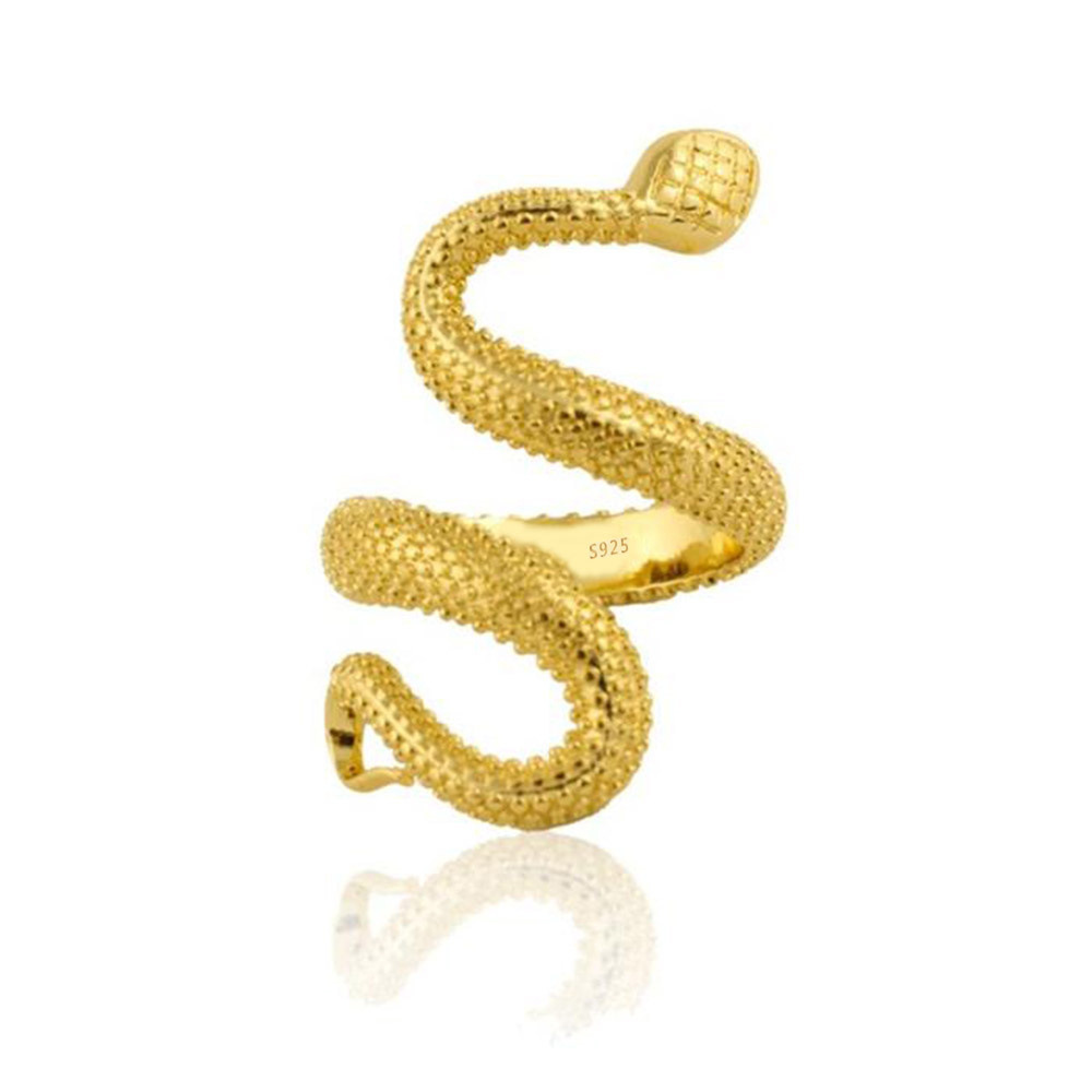 8g Weight Electroplating Gold Plating Process 18K Gold Plated, Platinum Plated Plating Material Wholesale Simple Style Cool Style Snake Copper Plating Open Rings