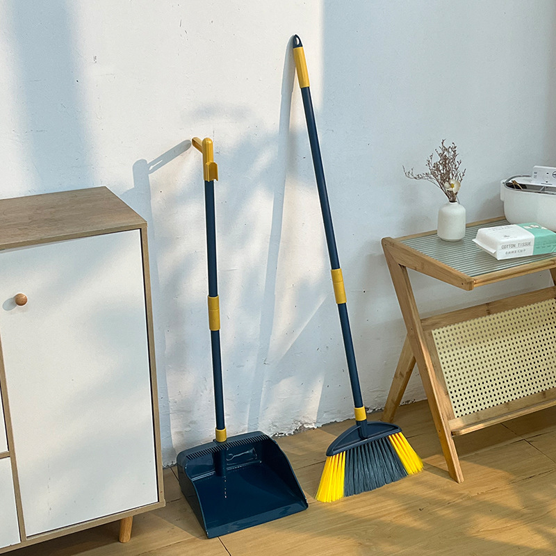 Household Broom Set Living Room Balcony Soft Hair Cleaning Artifact Thickened Removable Stainless Steel Dustpan Set