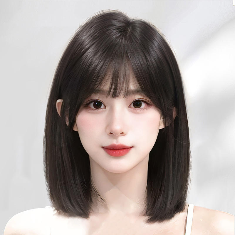 Full Head Wig for Women, Summer Natural Realistic Hair, Age-Reducing Collarbone-Length Short Hair Style, Thin Daily Full Wig