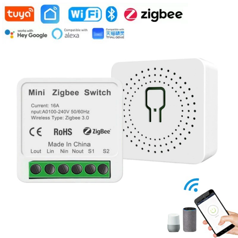 Умный переключатель Zigbee, скрытый кассетный модуль, одинарное открытие, двойное управление, управление через приложение, модификация Alaxa16A
