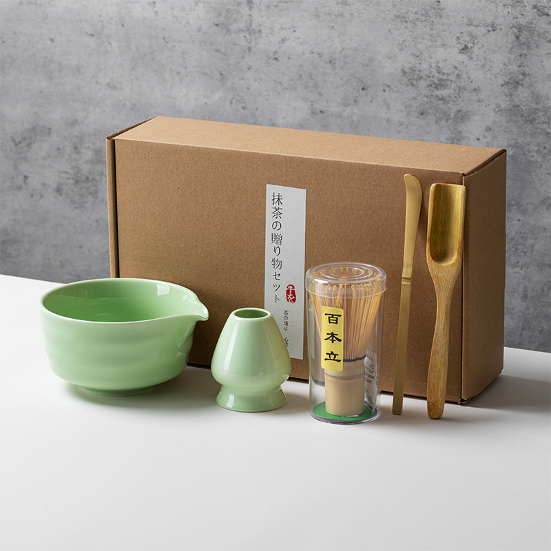 Juego de té matcha, juego de cuatro piezas de color matcha, juego de seis piezas, tazón de té japonés caliente de Amazon, tazón de matcha Baibenli