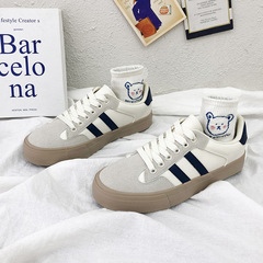 2024復古小白鞋女款秋季運動休閒鞋子潮鞋韓版學生德訓鞋板鞋單鞋