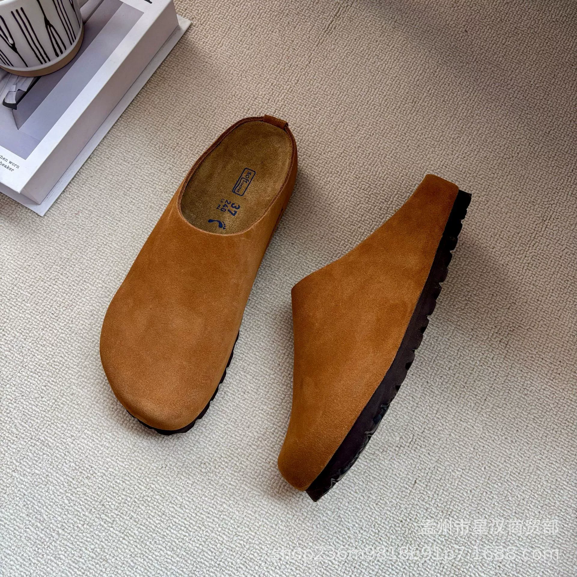 Обувь Birkenstock Little Potato женские полностью кожаные толстая подошва Баотоу Полуплотный стеганый Mule слипоны Легкие и дышащие