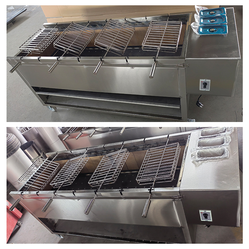 Fully Automatic Flipping Chicken Grill Charcoal Lamb Leg and Chop Grill Stainless Steel Commercial Roast Elbow Grill Fish Grill