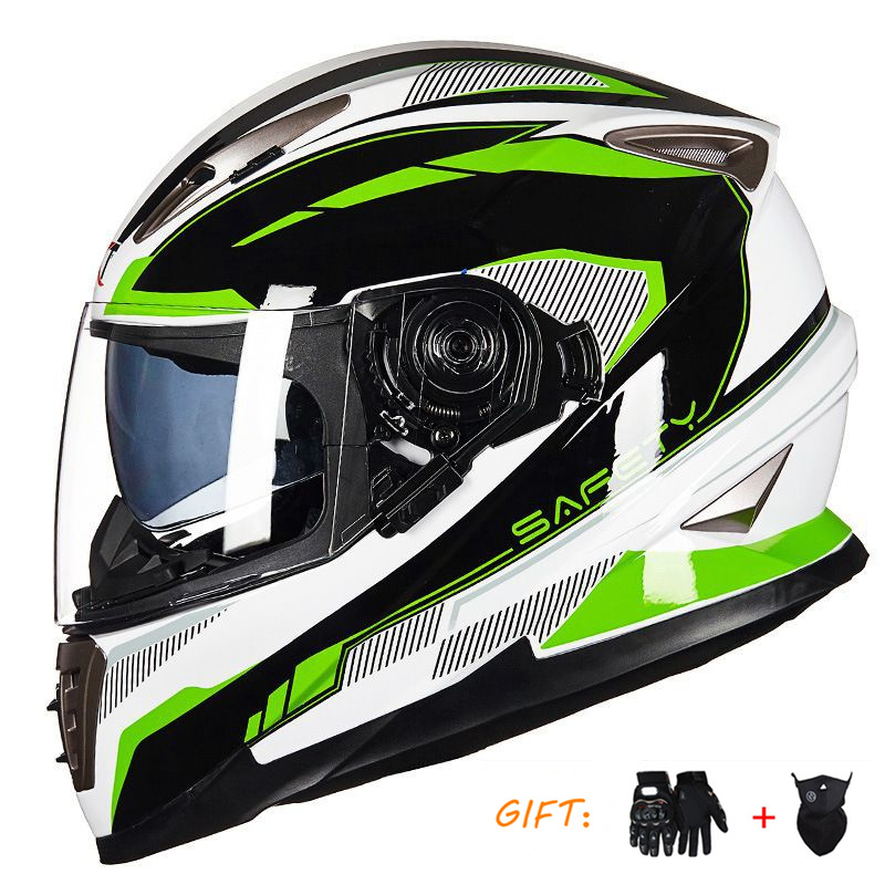 Breathable All Seasons | Universal Motosiklet kaskı (dəbilqə) - black-white-green-city-two-piece-set-m