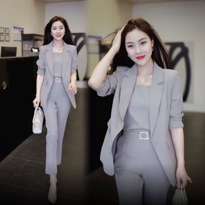 회색 3 피스 세트 조끼 바지]