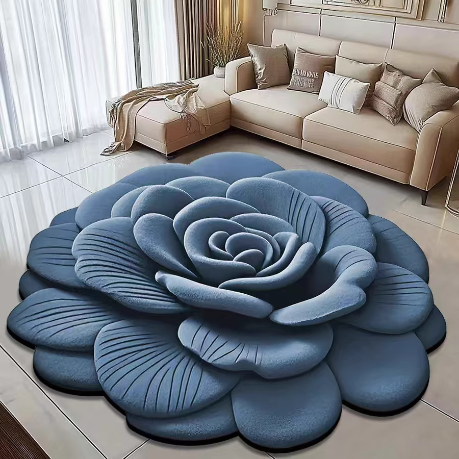 Grensoverschrijdende 3D visuele vloermat van kristalfluweel, antislipmat met bloemenpatroon voor badkamerdeur, groothandel in slaapkamertapijten_voghion.com
