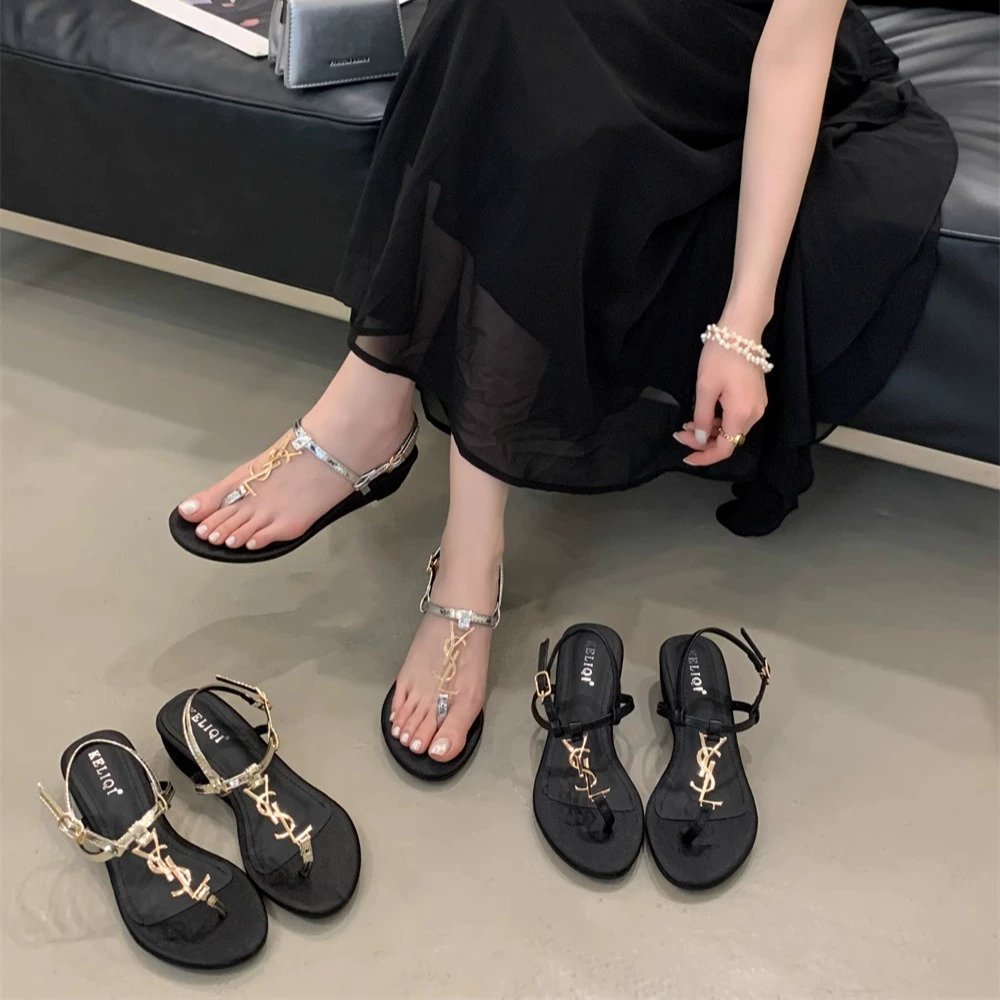 Римские сандалии для женщин с одним ремешком, сказочные туфли 2025, новые летние сандалии с юбкой для студенток на тонких ремешках