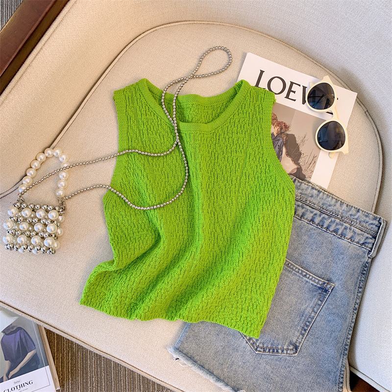 Real Shot of Small Fragrant Style Vest Suspender Women's Summer Thin Casual Knitwear French Chic Niche Design Top Real Shot of Small Fragrant Style Vest Suspender Women's Summer Thin Casual Knitwear French Chic Niche Design Top