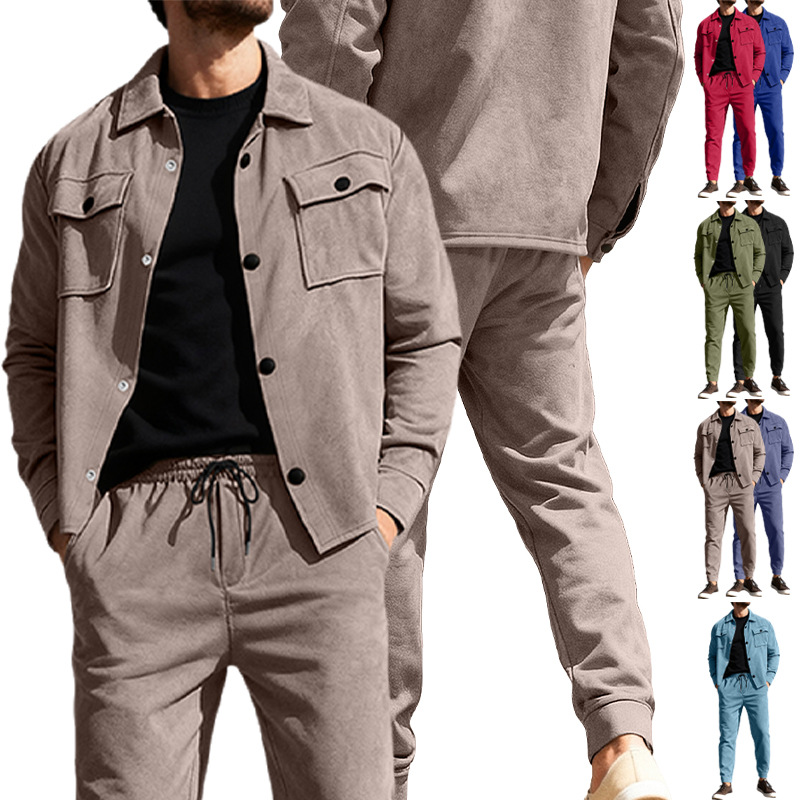 26 transfronterizos Europa y América Amazon hombre ropa de vestir primavera y otoño deportes casuales de peluche chaqueta de correa de negocios pantalones