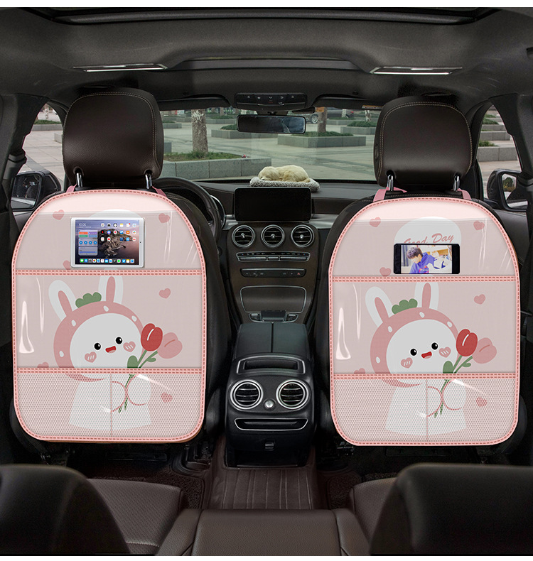 Car seat back anti-kick pad cartoon cute rear storage children's rear seat back dirty-resistant protective cover anti-wear pad