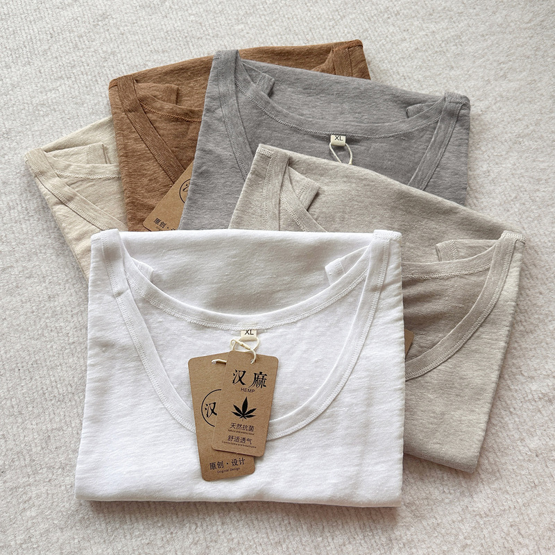 Factory Niche Pure Hemp Men's Round Neck Vest, Summer Breathable Loose Fit Plain Casual 100% Hemp Sweatshirt, Moisture-Wicking Factory Niche Pure Hemp Men's Round Neck Vest, Summer Breathable Loose Fit Plain Casual 100% Hemp Sweatshirt, Moisture-Wicking