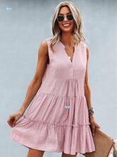 Solid V-neck sleeves swung dress��ɫV�I�o�����~߅ A��ȹ