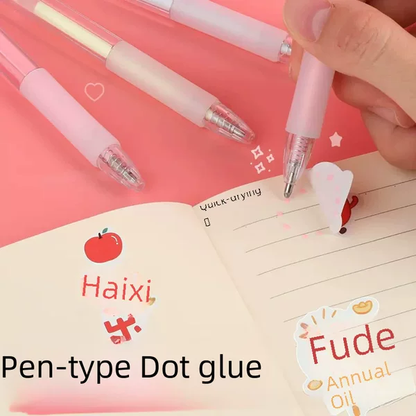 Press-to-use glue dispensing pen hand-account pen-type sticker quick-drying precise application of hand-account glue creative stationery