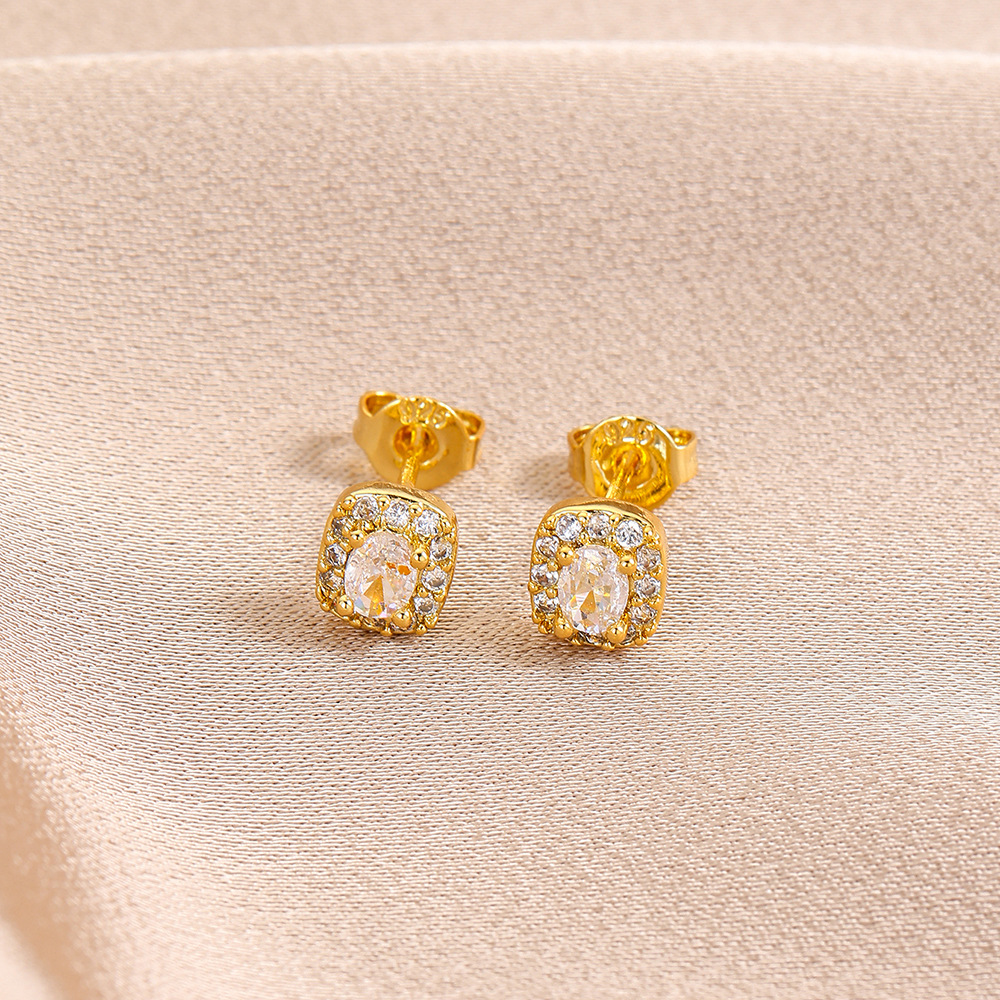 7g Weight Copper Ear Needle Material 18K Gold Plated Plating Material Zircon Inlay Material Ear Studs Classification 1 Piece Quantity Daily Occasion Copper Material Geometric, Heart Shape, Crown Pattern All Seasons Season Women's Gender Inlay Design Sweet Style 1 Piece Sweet Geometric Heart Shape Crown Inlay Copper Zircon 18K Gold Plated Ear Studs 3
