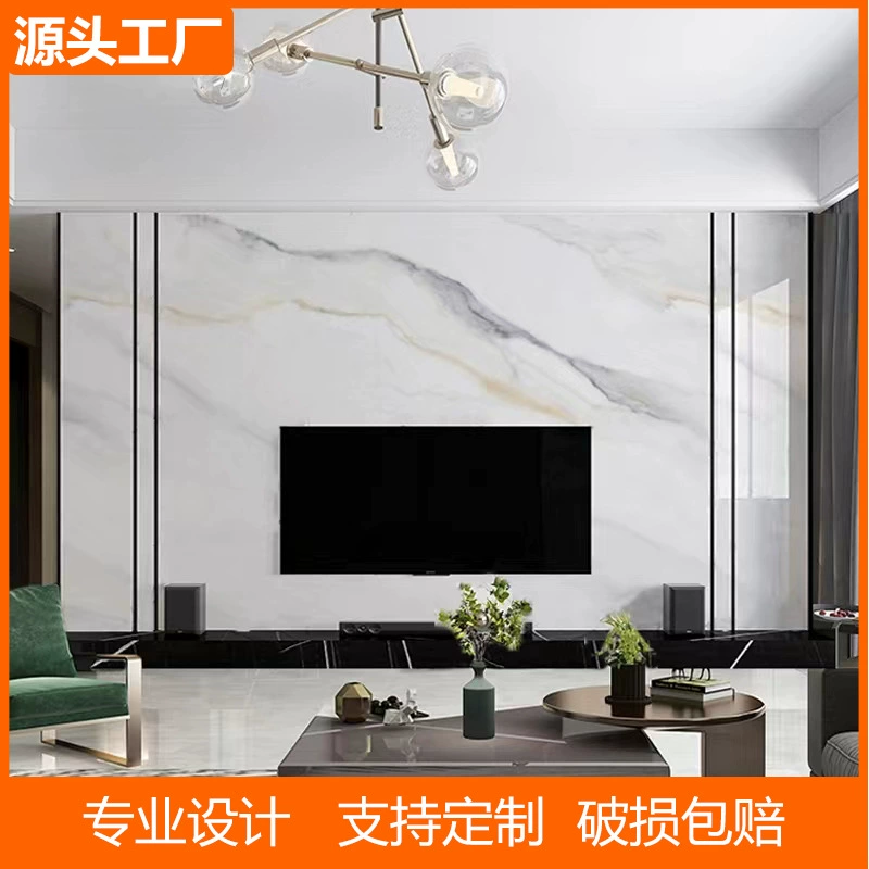 Рок-доска ТВ фон стены мраморная плитка подвесная гостиная современный простой свет Роскошная решетка из массива дерева новая видеостена