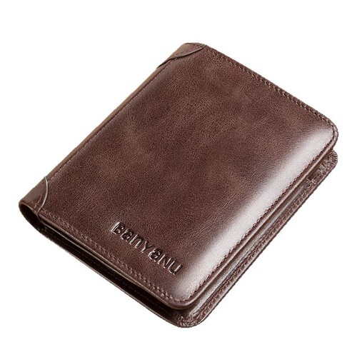 Genuine men's wallet 2024 new style genuine leather short-style driver’s license and card holder, cowhide men’s wallet case—best-selling