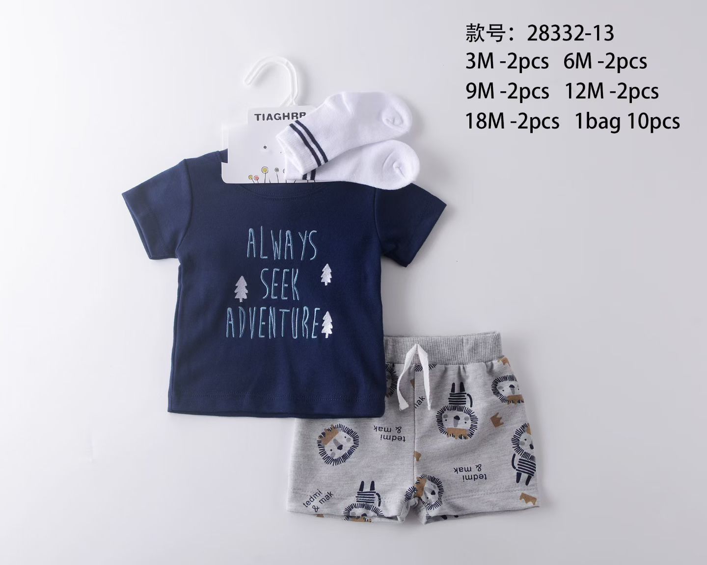 Conjunto de Ropa de Manga Corta para Bebé de 3 Piezas de Algodón Suave para Recién Nacidos