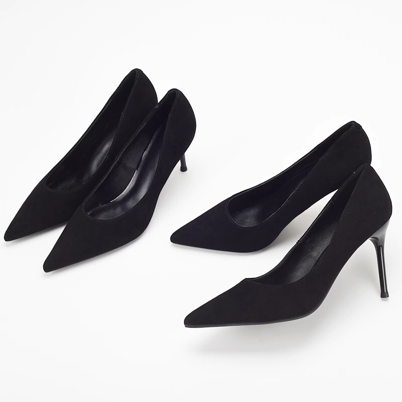 Genuine Leather Sheepskin Pointed Toe Shallow Mouth Stiletto High Heel Black Versatile Sexy Professional Model Work Shoes for Women Genuine Leather Sheepskin Pointed Toe Shallow Mouth Stiletto High Heel Black Versatile Sexy Professional Model Work Shoes for Women