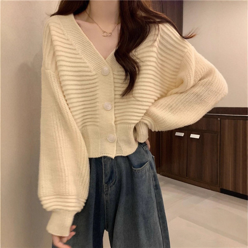 Cardigan de punto de cuello en V para mujeres 2025 otoño y invierno nuevo suéter holgado perezoso abrigo chic chaqueta pequeña al por mayor image 3