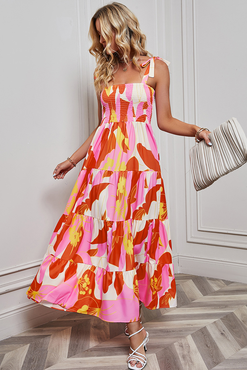 Sexy Backless Slit Water Droplet Print Sleeveless Maxi Dress main image 0