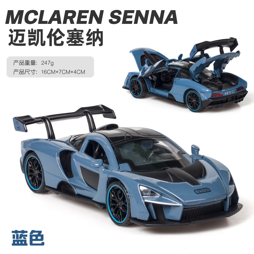 (A granel) nuevo modelo de coche de aleación austriaco 1:32 McLaren Senna con sonido y luz pull back juguete modelo de coche deportivo adornos
