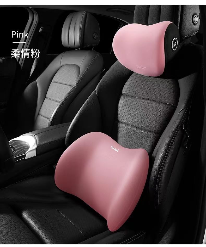 Car Headrest and Lumbar Support Memory Foam Support Lumbar Cushion Car Neck Pillow Seat Cushion Car Waist and Neck Protection Set