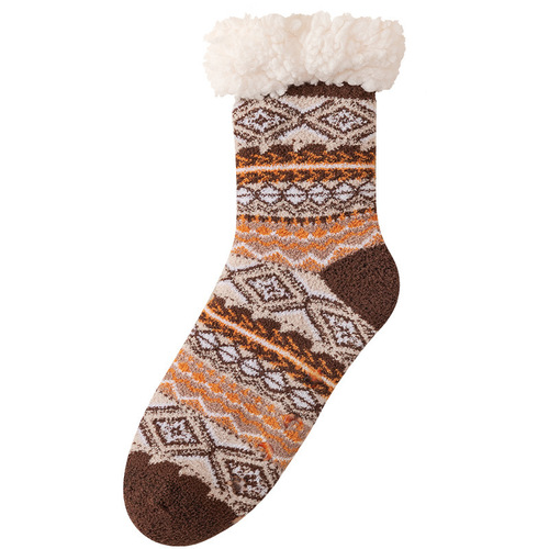 Floor socks for adults in autumn and winter plus velvet and thickened lamb velvet warm foot socks for home sleeping socks plush warm wholesale