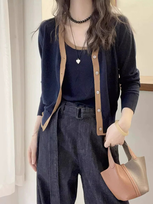 Two-Piece Wool Knit Cardigan + Wool Vest Camisole Set Spring Outfit Top 65kg Puyuan Two-Piece Wool Knit Cardigan + Wool Vest Camisole Set Spring Outfit Top 65kg Puyuan
