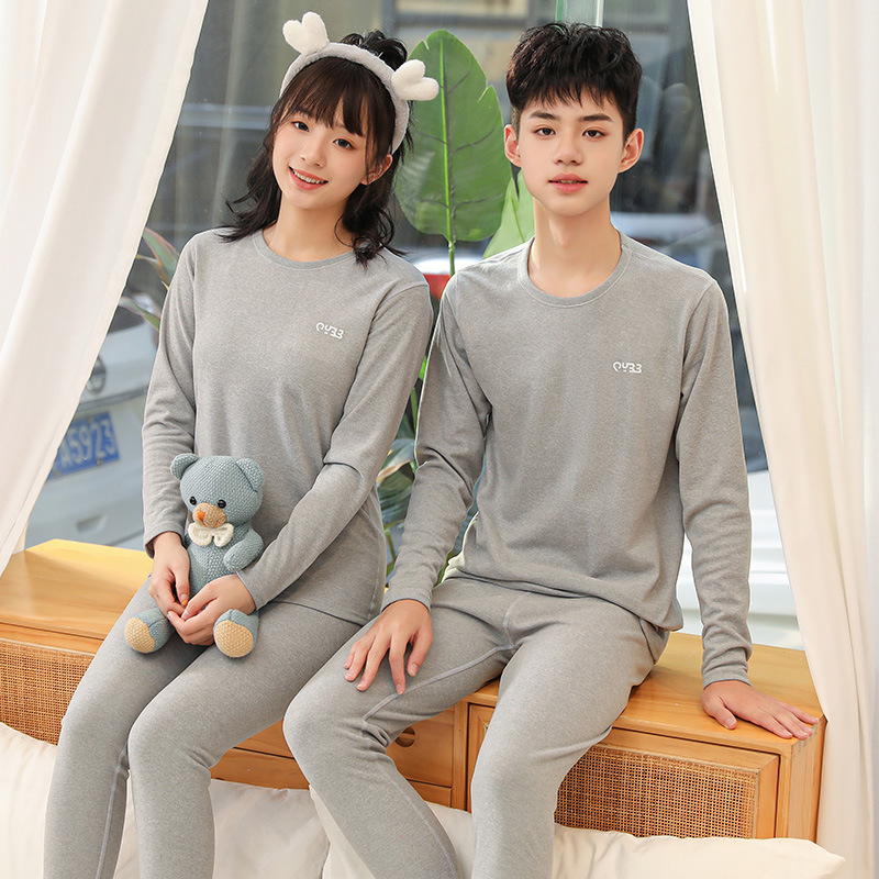 가을과 겨울 청소년 양모 실크 열 속옷 세트 소년 소녀 가을 옷 가을 바지 파자마 홈 옷