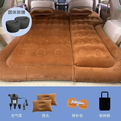 Suv Trunk Sleeping Pad, Car | Vehicle-mounted inflatable bed - suv-honeycomb-flocking-brown-2-round-piers