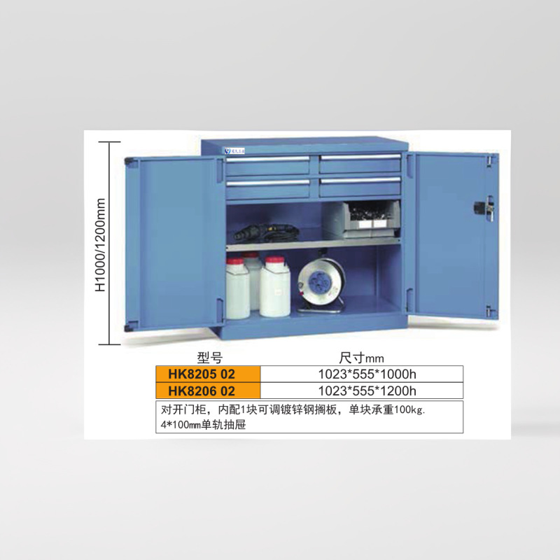 双门工具柜 玻璃门储物柜 车间储物柜 钢制储物柜 冠久供
