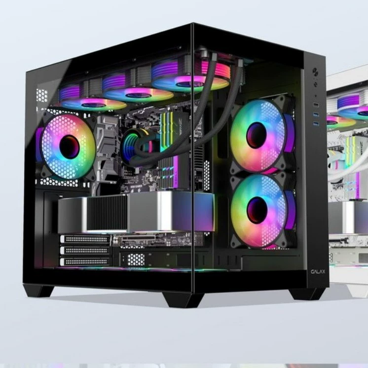 GALAXY ATX безколонный игровой корпус с видом на море, водяное охлаждение, черный