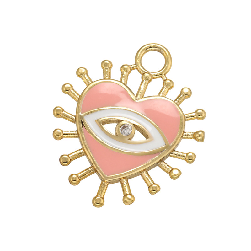 Enamel, Plating Design 1 Piece Copper Heart Shape Eye