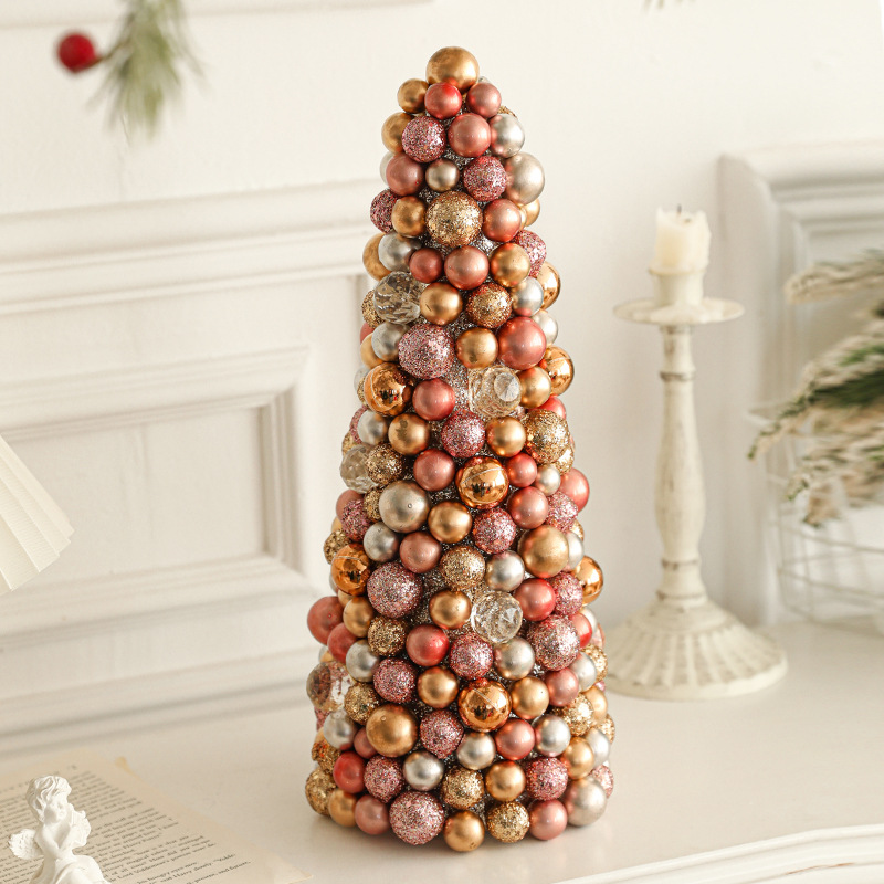 Nuevo producto 35CM bola de plástico espuma árbol de Navidad escritorio pequeño adornos cónicos torre de árbol decoración creativa de Navidad