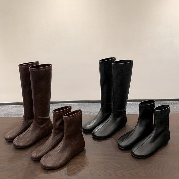 Korean Style Seoul Blogger Boots ~ Round Toe Simple Mid-Calf Boots, Sock Boots, Elastic Boots, Women's Slim Boots, No More Than Knee Boots